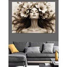 Çiçek Taçlı Kadın Dekoratif Tablo