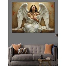 Beyaz Elbiseli Işıklı Melek Dekoratif Tablo