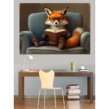 Kitap Okuyan Tilki Dekoratif Tablo