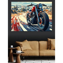 Virajdaki Hızlı Motosiklet Dekoratif Tablo