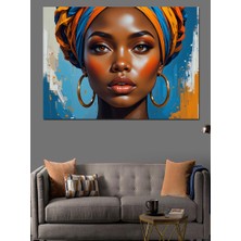 Mavi Şapkalı Etnik Kadın Dekoratif Tablo