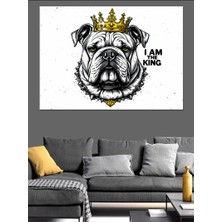 Taçlı Kral Bulldog Dekoratif Tablo