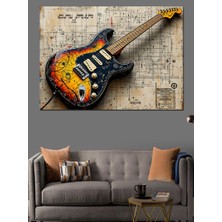 Elektrikli Gitar Teknik Çizimi Dekoratif Tablo