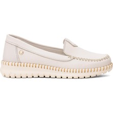 Mammamia D25YA-3265 Kadın Hakiki Deri Casual Ayakkabı Krem