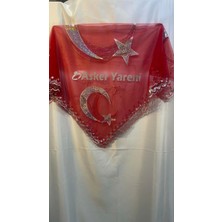 O Şimdi Asker, Yareni Örtüsü, Kırmızı Kına Omuz Örtüsü Ayyıldız Pullu