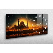 Marpanya Yatay Yandan Saatli Dini Temalı Cam Tablo YSYD080