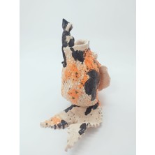 Bdd Art Ceramic El Yapımı Kedi ve Balık Temalı Seramik Vazo - Dekoratif Obje