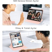 Fuchsia Apple iPad 11. Nesil A16 2025 Uyumlu 360° Dönebilen Yatay Dikey Standlı Fuchsia Pino Tablet Kılıfı