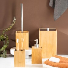 Perotti 15701 Bamboo 4'lü Kovalı Banyo Seti Bambu Kare Banyo Takımı