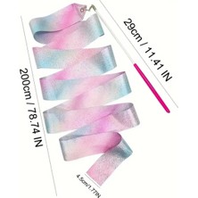 Yapışkan Store Işıltılı Parıltılı Pembe Balerin Dans Kurdelesi 2 Metre Yaylı Uç - Jimnastik ve Bale Döndürme Sopası 23 Nisan Kutlama Sopası Eğelenceli