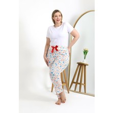 Akbeniz Kadın Pamuklu Büyük Beden Alt Pijama 27558 Ekru