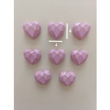 8'li Pembe (Sarı Detaylı) Elmas Kalp Magneti, Buzdolabı Süsü, Buzdolabı Magneti, El Yapımı Magnet Seti