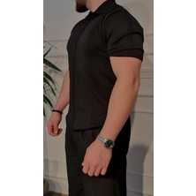 Çizgi Desenli Polo Yaka T-Shirt