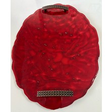 Epoksi Reçine Tepsi - Kırmızı Desenli  - Ebat 24 cm x 34 cm