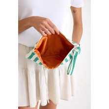 Simfa Premium Kadın Pamuk Dokuma Astarlı Renkli Clutch Portföy El Çantası
