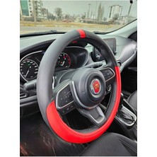 Dizayn Park Siyah Kırmızı Yüzüklü Geçmeli Direksiyon Kılıfı