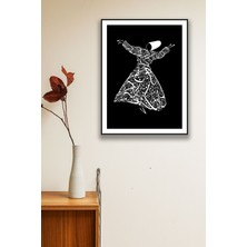 Mevlana Semazen Çerçeve Görünümlü Ahşap Islami Tablo Modeli, Ev, Ofis Dini Duvar Dekorasyonu