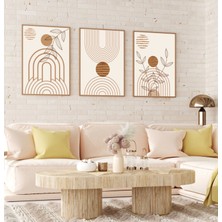 Bestablo 3 Parça Çerçeveli Brown Boho Ahşap Tablo Seti Bestablo