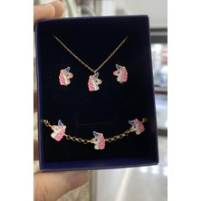 Gümüş Unicron Çocuk Kolye Küpe ve Bileklik Takım