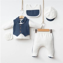 Erkek Bebek Yelek Detaylı Papyonlu 5'li Müslin Set