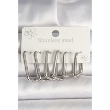 Callerrons Accessories Gümüş Renk Kare Model Kadın Küpe Seti - EBJ250315W32075