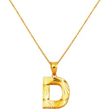D Harfi Üç Boyutlu 22 Ayar Altın Kolye