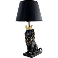 H&m Desıgn Taçlı Aslan Heykeli Masa Üzeri Abajur Aydınlatma Heykel Dekoratif Obje