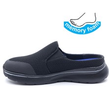 King Paolo K1211 Memory Foam Anatomik Burnu Kapalı Siyah Erkek Sabo Terlik