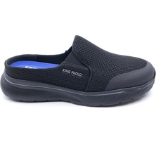 King Paolo K1211 Memory Foam Anatomik Burnu Kapalı Siyah Erkek Sabo Terlik