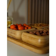 Badehome Decoration 4'lü Doğal Bambu Çerezlik Set Standlı