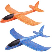 Mavi & Turuncu Çocuk Köpük Uçak 2'li Set - El Planörü, Elle Atılan Dayanıklı Uçan Oyuncak