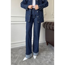 Magarde Duble Paça Denim Pantolon- Mavi
