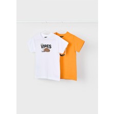 Mayoral Yazlık Erkek Çocuk 2'li T-Shirt - Beyaz - Turuncu