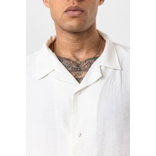 No362 Yıkamalı Oversize Kısa Kol Gömlek - Ekru