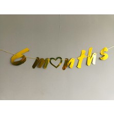 6 Months Gold Renk Banner Ipli Duvar Süsü Yarım Yaş Altı Ay Parti Süsü