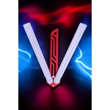 Kelebek Antrenman Alıştırma Bıçağı – Plastik Butterfly Knife (Beyaz-Kırmızı)