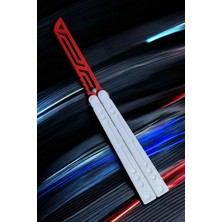 Kelebek Antrenman Alıştırma Bıçağı – Plastik Butterfly Knife (Beyaz-Kırmızı)