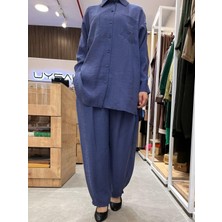 Nuss Cep Detaylı Pantolonlu Takım Indigo 1046