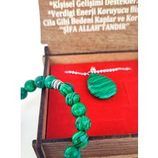 BaharEli Özel Kutusunda Doğal Malahit Taşı Kolye ve Bileklik Seti