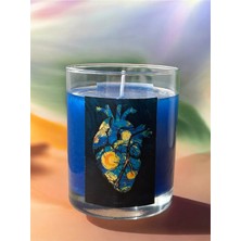 Skyfcandle - Altın Sarısı Sedefli Bardakta Mavi ''starry Night'' Jel Mum (Kalp Etiketli)