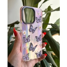 Qans Bilişim iPhone 13 Pro Hologramlı Ve Kelebek Desenli Silikon Kılıf