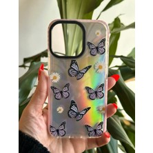 Qans Bilişim iPhone 13 Pro Hologramlı Ve Kelebek Desenli Silikon Kılıf