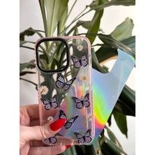 Qans Bilişim iPhone 13 Pro Hologramlı Ve Kelebek Desenli Silikon Kılıf