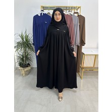 Ferace & Abaya Sufle  Esarp ve Üsten Robalı Kemerli  Elbise Takım .hac ve Umre Için Uygundur Siyah
