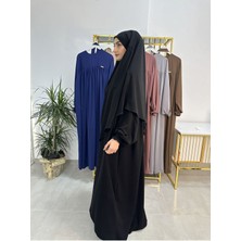 Ferace & Abaya Sufle  Esarp ve Üsten Robalı Kemerli  Elbise Takım .hac ve Umre Için Uygundur Siyah