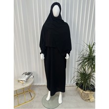 Şallı ,gipe Kol Elbise Takım Siyah Renk Jilbab,abaya,hijab ( Hac ve Umre Için Uygundur)