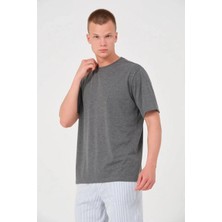 Erkek 24/1 Düz Oversize T-Shirt - Antrasit