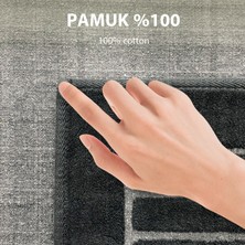 Line Köşeli Antrasit 2'li  Pamuk Banyo Halısı Paspası Seti Klozet Takımı