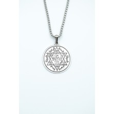 Hz. Süleyman Mühür  Gümüş Kaplama Örme Zincir Kolye