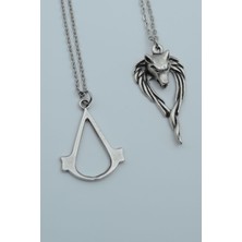 2'li Assassin’s Creed Anubis Ölüm Ve Ceza Tanrısı Gümüş Kaplama Kolye Seti